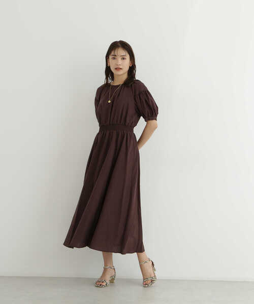 「NATURAL BEAUTY BASIC」 半袖ワンピース MEDIUM ブラウン レディース_画像5