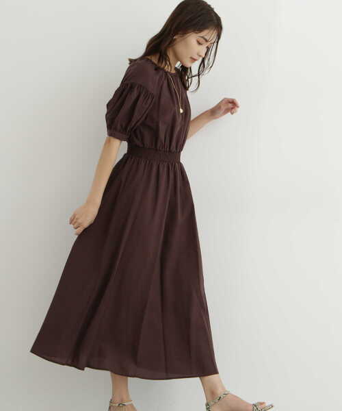 「NATURAL BEAUTY BASIC」 半袖ワンピース MEDIUM ブラウン レディース_画像7