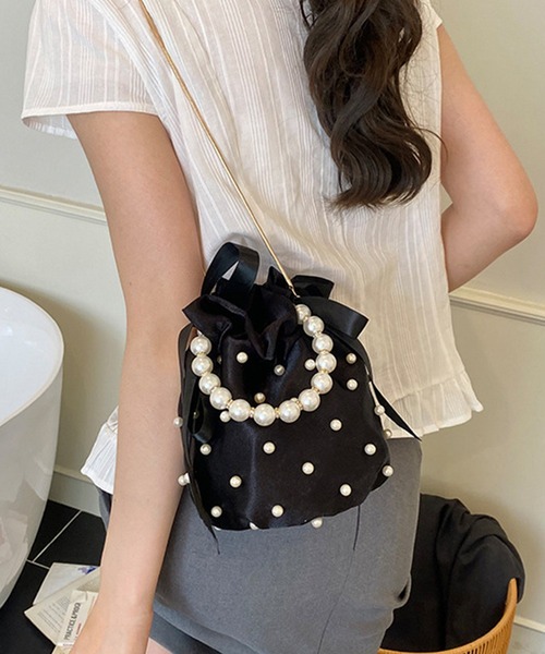 DRESS+（ドレスプラス） ハンドバッグ パールハンドル付きパーティー 