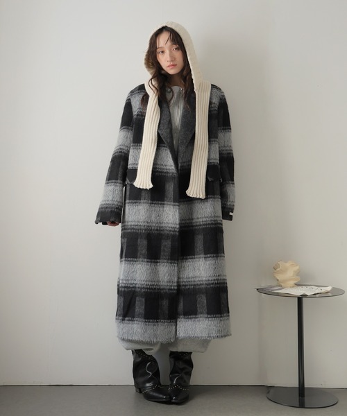 ULYSSES コート チェスターコート チェック柄ロングウールチェスター