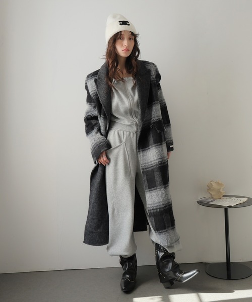 ULYSSES コート チェスターコート チェック柄ロングウールチェスター