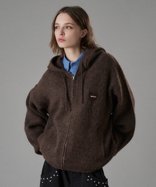 ONCILY（オンシェリー） カーディガン MELTING HEART RIB KNIT HOODIE