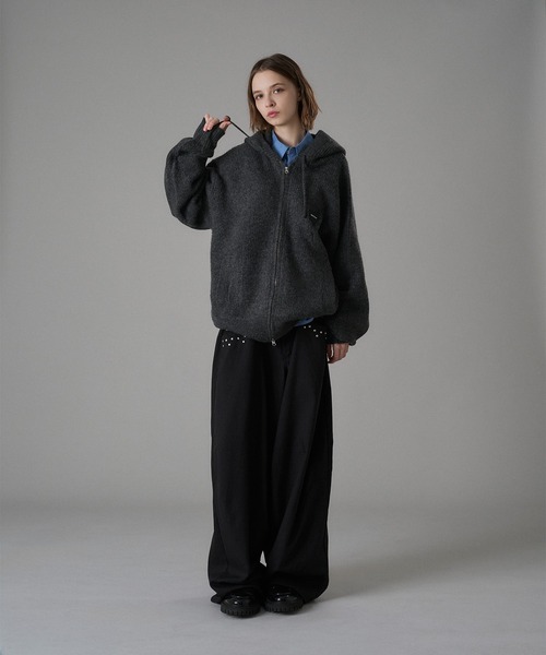 ONCILY（オンシェリー） カーディガン MELTING HEART RIB KNIT HOODIE