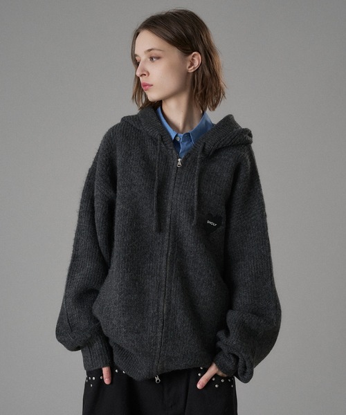 ONCILY（オンシェリー） カーディガン MELTING HEART RIB KNIT HOODIE