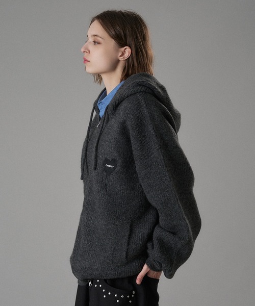 ONCILY（オンシェリー） カーディガン MELTING HEART RIB KNIT HOODIE