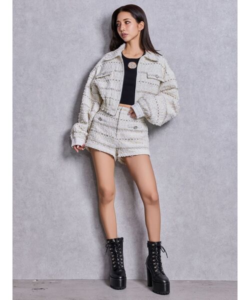 DAMA collection 新品 ラメツイードジャケット 白 7AR 23区｜【滝沢眞規子さん着用】GIOLICA ボタン ツイード ジャケット
