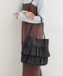 トートバッグ 「撥水」つまみハンドルフリルトー...の詳細画像1
