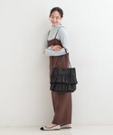 トートバッグ 「撥水」つまみハンドルフリルトー...の詳細画像2