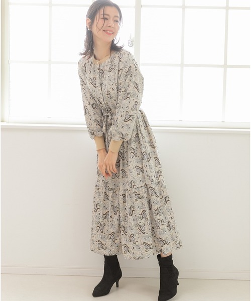 「PREFERIR」 長袖ワンピース MEDIUM ベージュ レディース_画像3