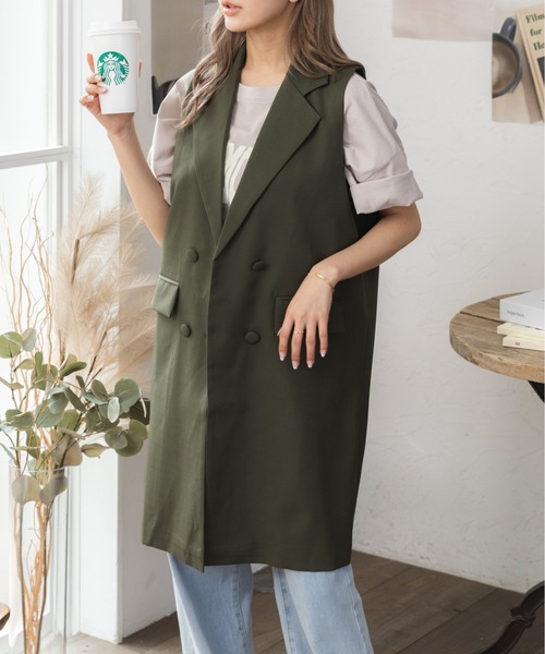 「COCOMOMO」 ベスト M カーキ レディース_画像2