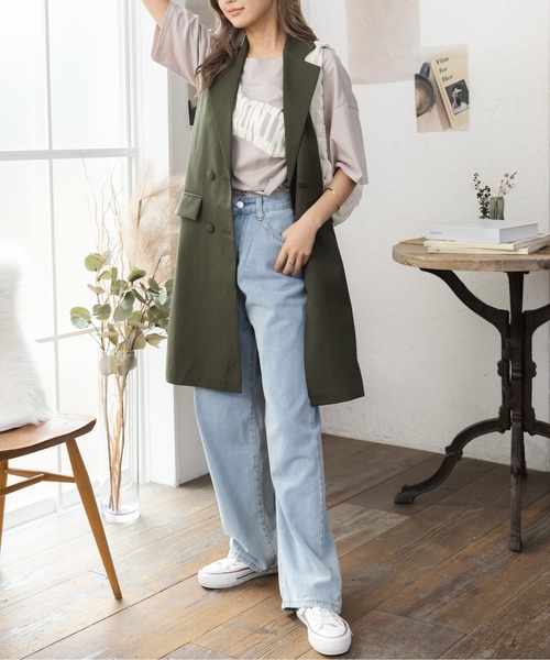 「COCOMOMO」 ベスト M カーキ レディース_画像6