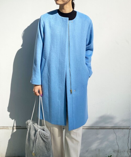 「OPAQUE.CLIP」 ノーカラーコート 40 ブルー レディース_画像6