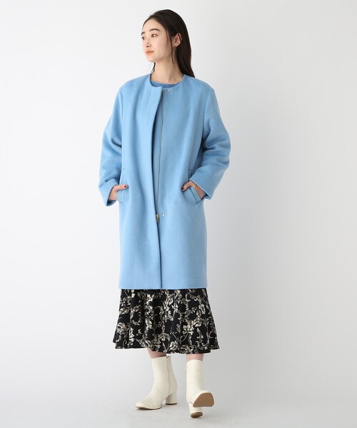「OPAQUE.CLIP」 ノーカラーコート 40 ブルー レディース_画像9