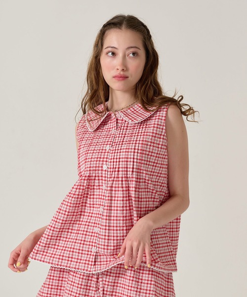「TINA:JOJUN」 ノースリーブブラウス M レッド レディース_画像7