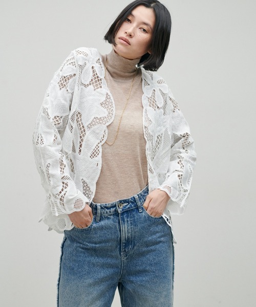 ブラウス シャツ 「LARUTA」フラワー刺繍レースブラウス レディースの画像