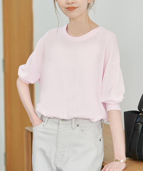SLOBE IENA カシミヤクルーネックプルオーバー ピンク SLOBE IENA（スローブイエナ） ニット セーター 「セットアップ対応可