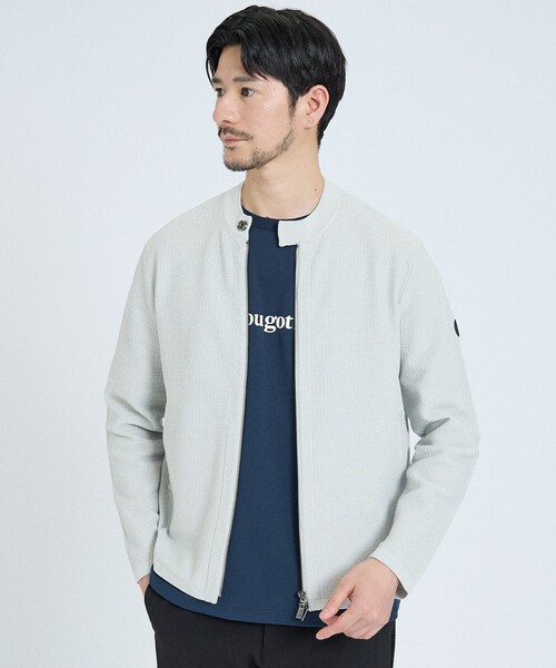 ABAHOUSE ライトグレー レザージャケット ABAHOUSE GRAY 革ジャン ライダース ハイゲージニット ライダース