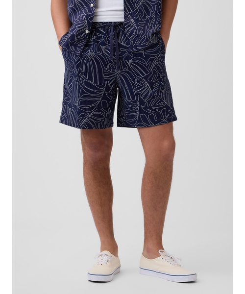 GAP（ギャップ） パンツ 7インチ リネンブレンド イージーウエスト