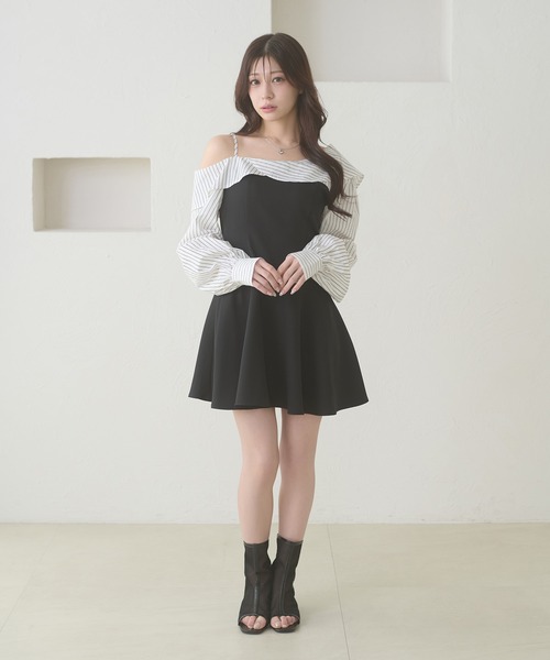 Ambre Neige（アンブルネージュ） ワンピース striped shirt docking