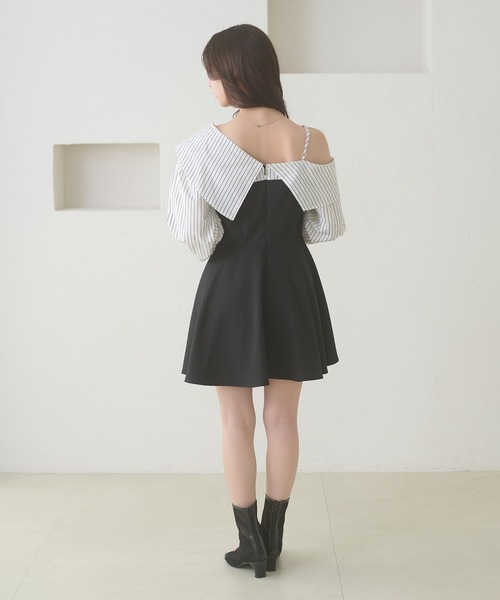 Ambre Neige（アンブルネージュ） ワンピース striped shirt docking