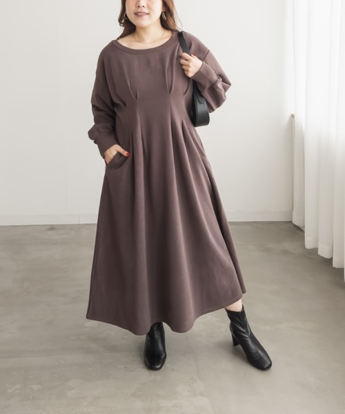 「CLETTE」 長袖ワンピース 3L グレー レディース_画像4
