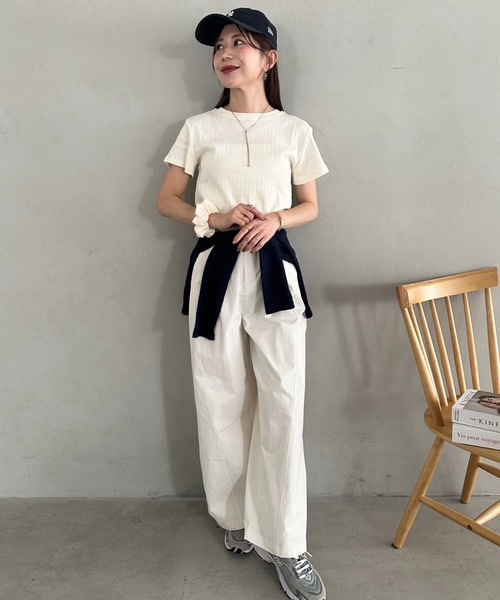 tシャツ 半袖 シュシュ付きクロップドトップス 半袖クロップドトップス