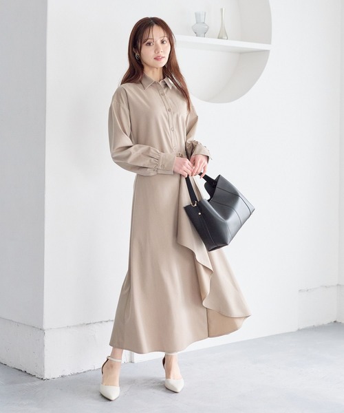 「Andemiu」 長袖ワンピース FREE ベージュ レディース_画像6