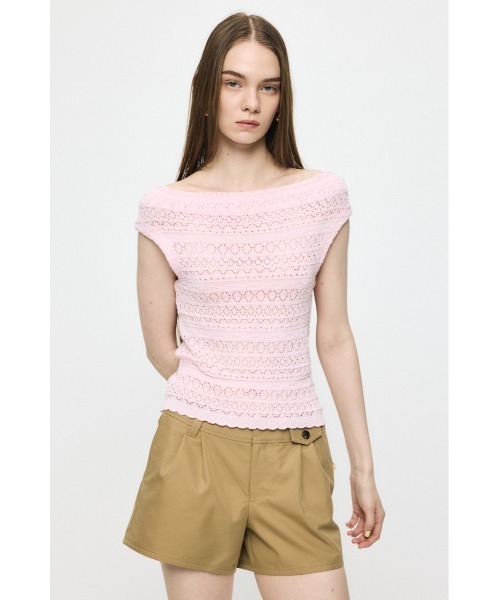 MOUSSY（マウジー） ニット セーター STRIPED OFF SHOULDER