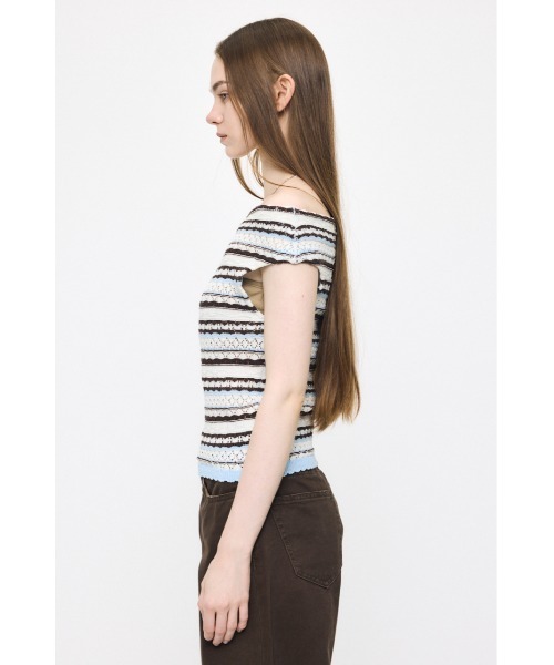 MOUSSY（マウジー） ニット セーター STRIPED OFF SHOULDER