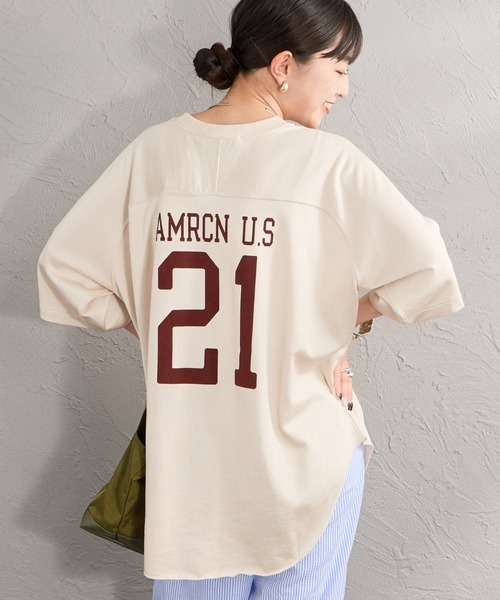 アメリカーナ　tシャツ ベージュ AMERICANA（アメリカーナ） tシャツ 半袖 「WEB限定」「Americana