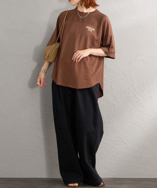 新品未使用タグ付きAmericana アメリカーナ ロゴTシャツ ブラウン AMERICANA（アメリカーナ） tシャツ 半袖 ナンバリングプリント