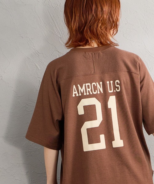 Americana AMRCNロゴ Tシャツ ブラウン AMERICANA（アメリカーナ） tシャツ 半袖 「WEB限定」「Americana