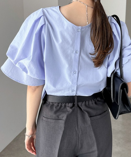 「andme」 「alma design」半袖ブラウス M オフホワイト レディース_画像6
