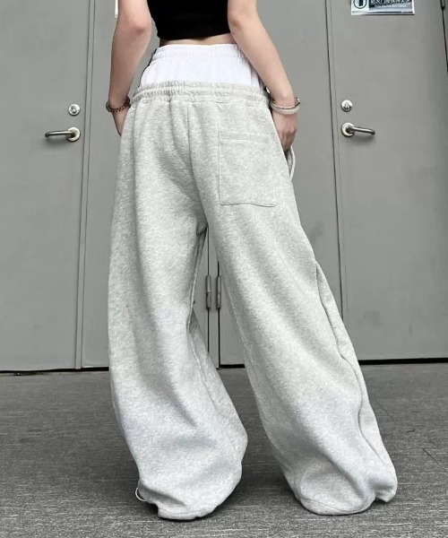FreeZone ワイドパンツ スウェットパンツ ジャージ レイヤード風