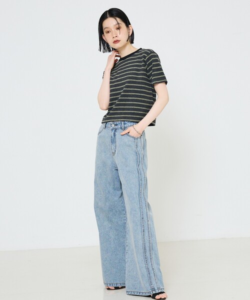 「NOMINE」 半袖Tシャツ フリー ブラック レディース_画像3