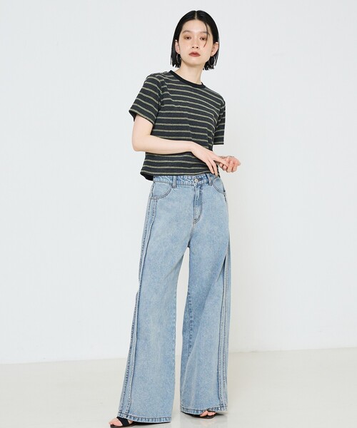「NOMINE」 半袖Tシャツ フリー ブラック レディース_画像5