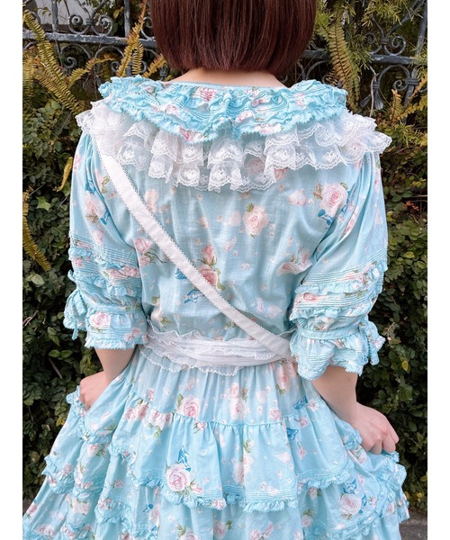 PINK HOUSE 花柄ワンピース ライトブルー PINK HOUSE（ピンクハウス） ワンピース Rose Pearlプリントワンピース