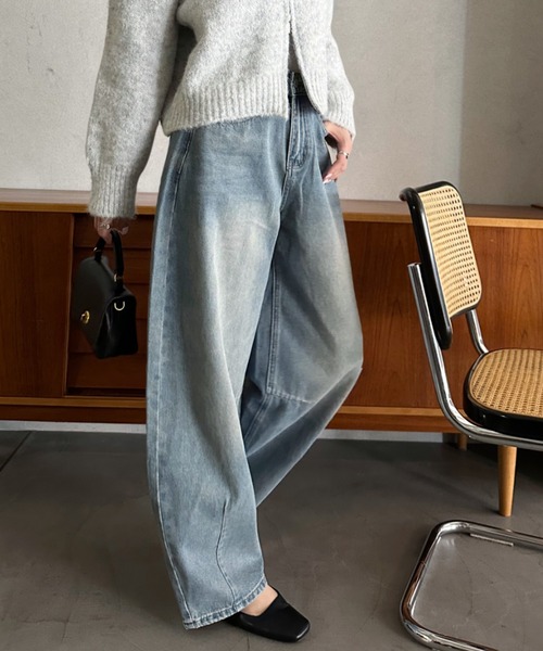 「Eclat one」 デニムパンツ M ライトブルー レディース_画像2