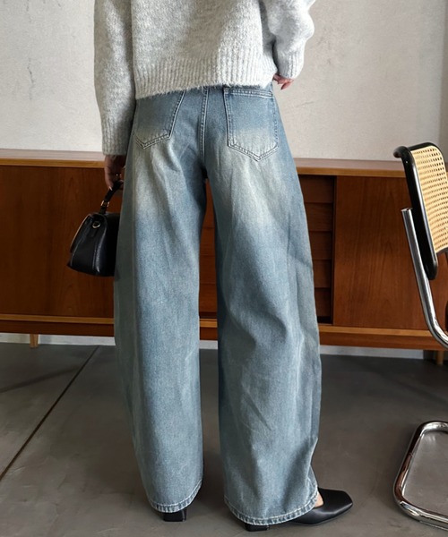 「Eclat one」 デニムパンツ M ライトブルー レディース_画像3