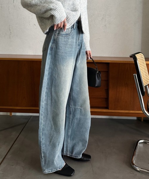 「Eclat one」 デニムパンツ M ライトブルー レディース_画像4