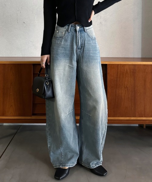 「Eclat one」 デニムパンツ M ライトブルー レディース_画像5