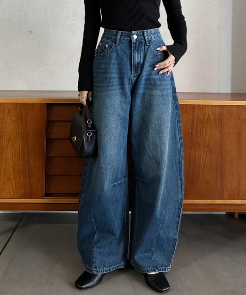 「Eclat one」 デニムパンツ M ライトブルー レディース_画像8