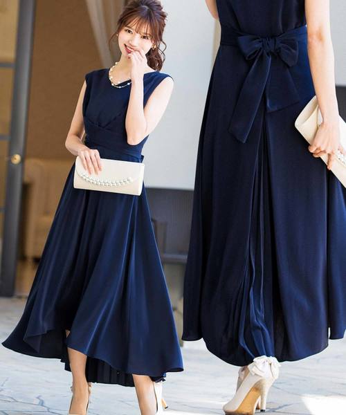 Fashion Letter ドレス クロスベルトバックプリーツ結婚式
