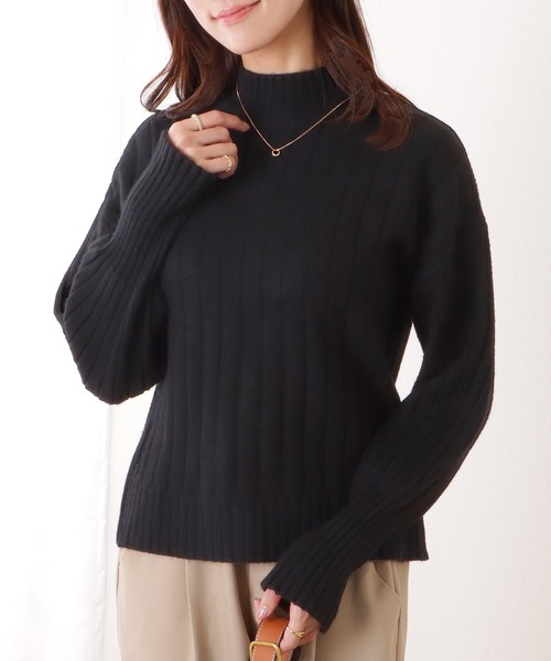vintage knit  バルーンスリーブ ニット ハイネック Cookie Chocolate / ハイネックバルーンスリーブニット11-134304