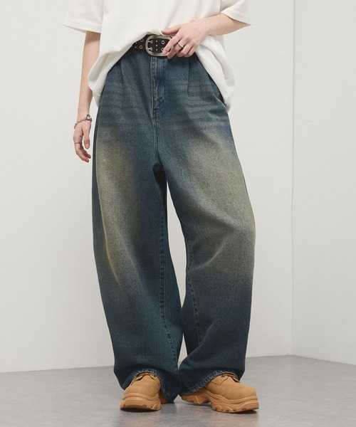 ワイドパンツ ジーンズ 「Alfred Alex」Vintage Wide Tapered Denim