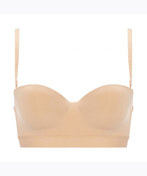 ブラジャー 「オフショルに合うズレにくくてストレスフリー！」ストラップレスハーフカップブラ(ストラップ取り外し可) シグネチャースムース「E，Fカッ | AMOSTYLE | 02