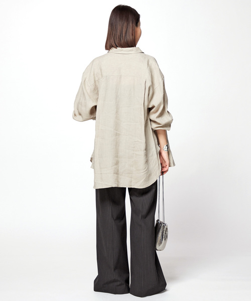 AP STUDIO パンツ スラックス ストライプハイウエストワイド