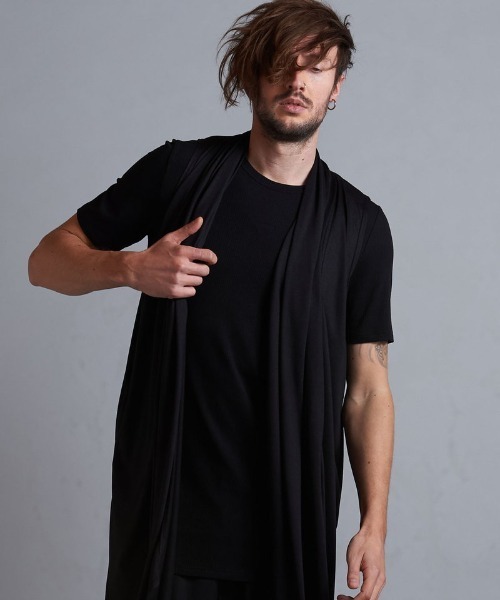 カーディガン 「NO ID.」Sleeveless Drape Gown / ノースリーブ ドレープ ガウン メンズ
