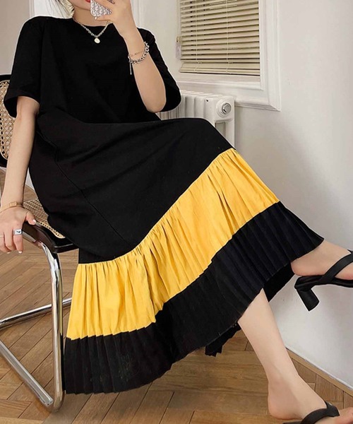 黒×黄色ツートンカラーワンピース✦スタンダード練習着✨ダンスパーティーにも！ 黒×黄色ツートンカラーワンピース✦スタンダード練習着✨ダンス