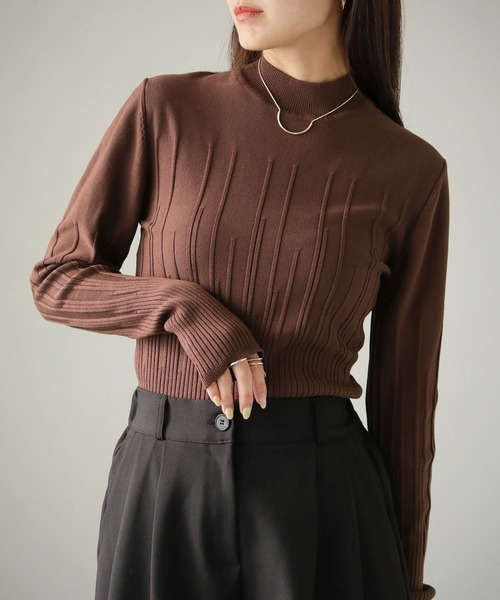 【新品】eLLa ハイネックニット piping high neck knit cheriella ニット セーター 「cheriella」WEB限定ランダムリブ